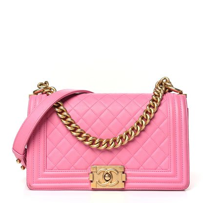 Chanel Calfskin Quilted Medium Boy Flap Pink 1 of 17