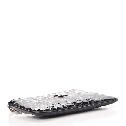 Chanel Patent Camellia Embossed Pochette Black 4 of 7