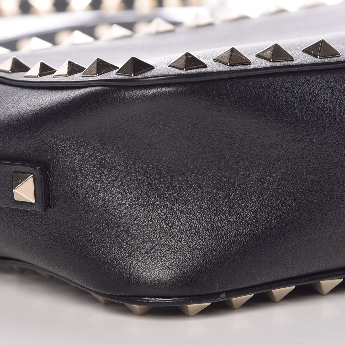 Calfskin Rockstud Camera Crossbody Bag Black