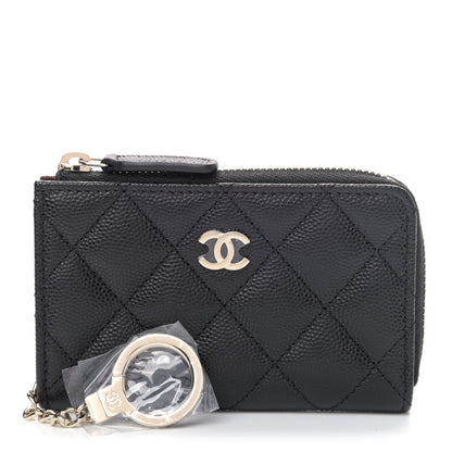 Chanel Caviar Quilted Zipped Key Holder Case Black 1 of 4