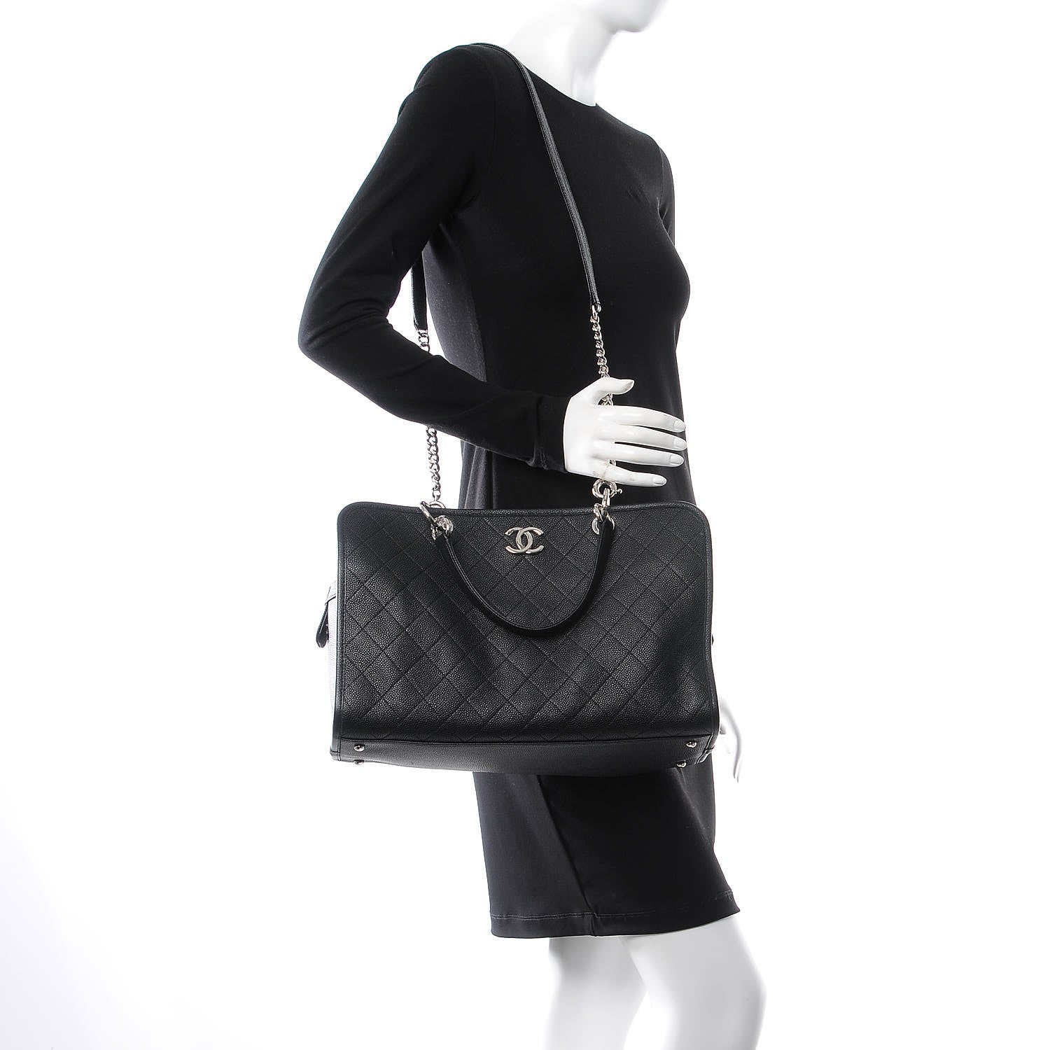 Chanel Caviar Stitched Shopping Tote Black 3 of 8