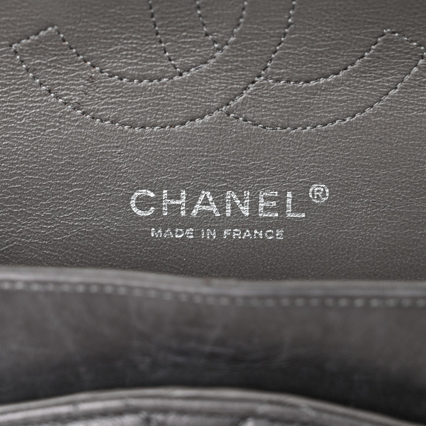 Lambskin Quilted Medium Double Flap Dark Grey