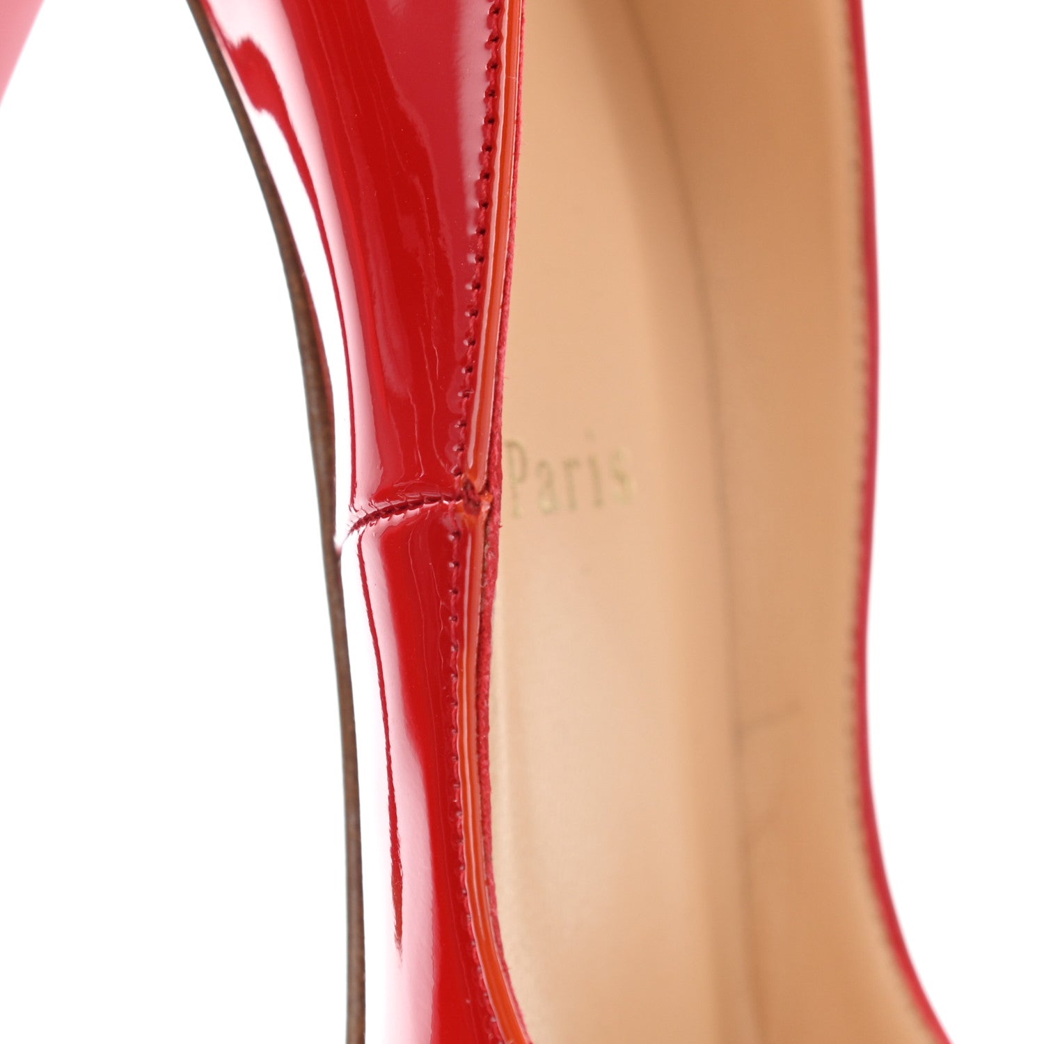 Christian Louboutin Patent V Neck 120 Pumps 38 Rouge Lipstick 7 of 14
