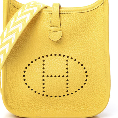 Hermes Taurillon Clemence Amazone Evelyne TPM Jaune De Naples White 10 of 12