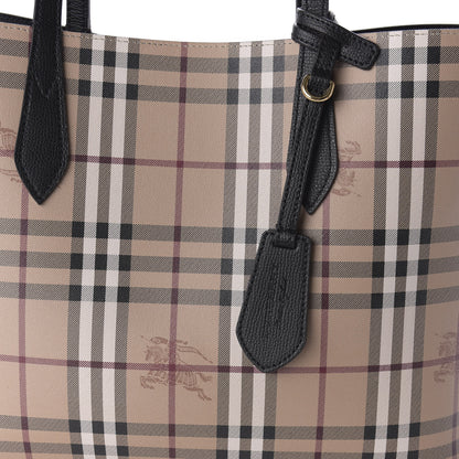Burberry Grainy Calfskin Haymarket Check Medium Reversible Tote Black 16 of 16