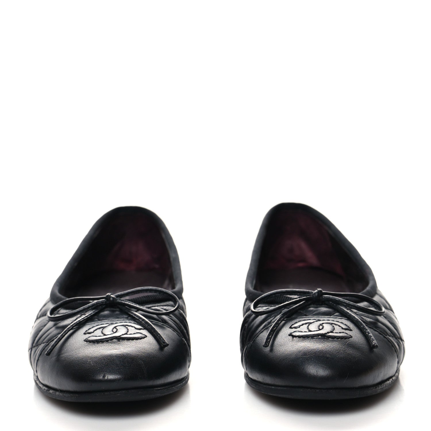 Chanel Aged Calfskin Quilted Cap Toe Ballerina Flats 35.5 Black 2 of 9