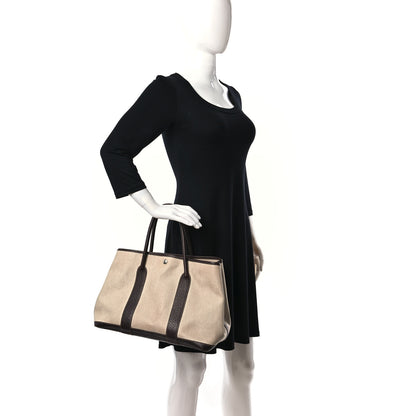 Hermes Buffle Skipper Toile Garden Party 36 MM Tote Marron Fonce 2 of 16
