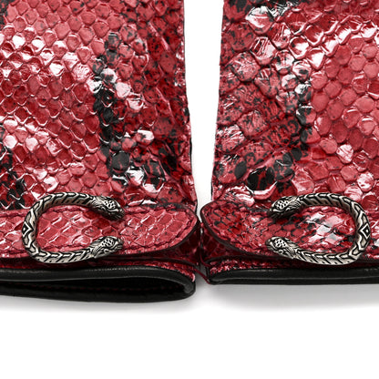 Gucci Snakeskin Lambskin Dionysus Gloves 6.5 Red 3 of 5