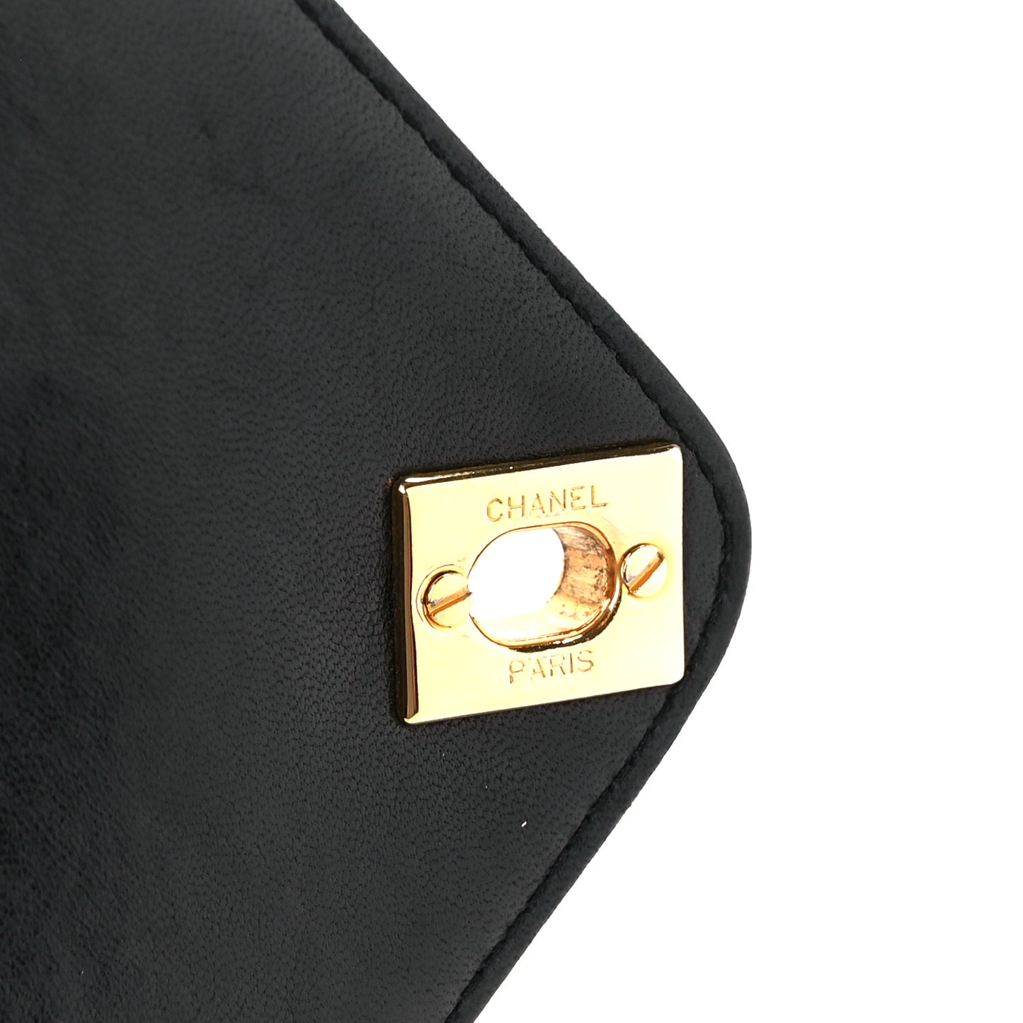 Lambskin Chevron Quilted Envelope Flap Black