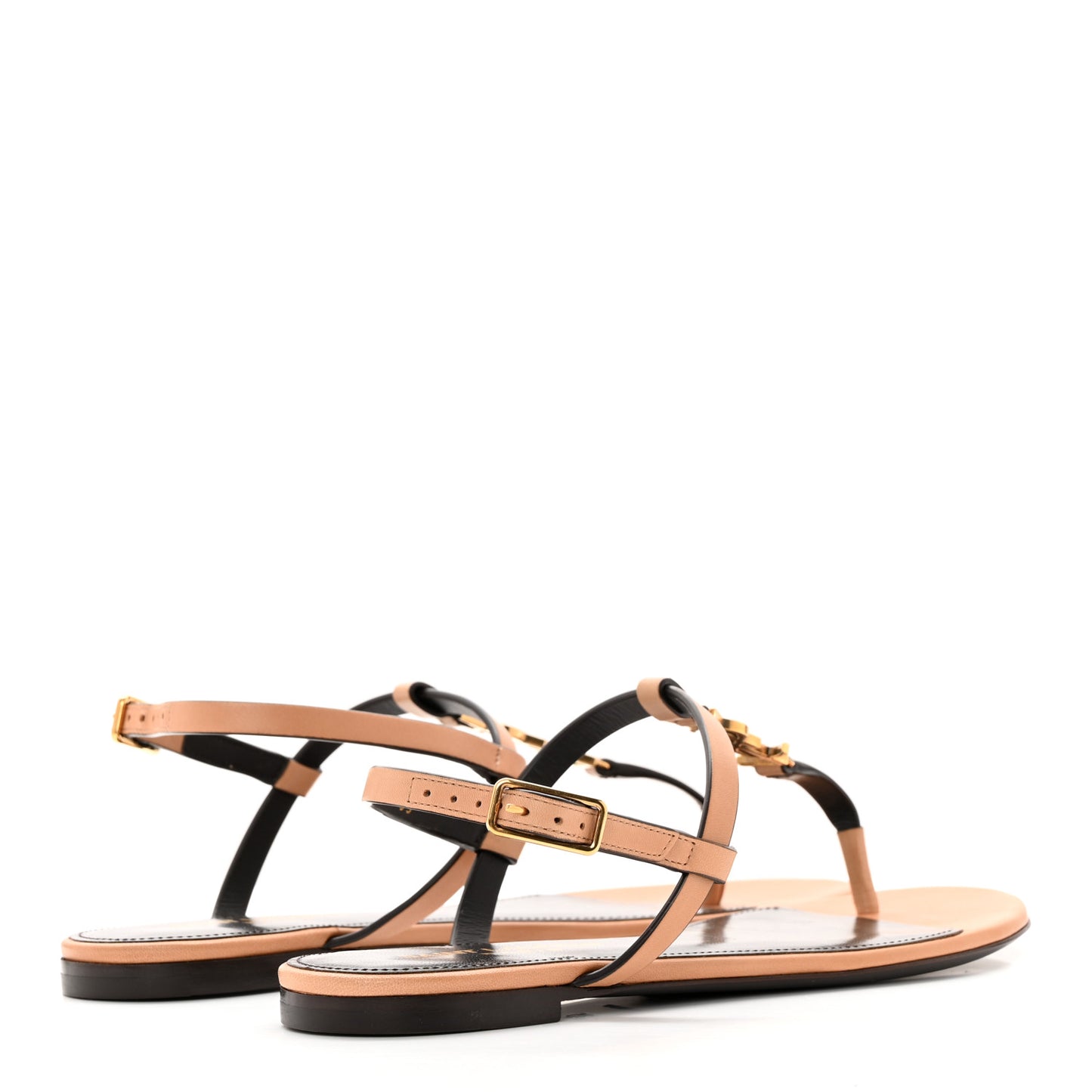 Calfskin Cassandra Monogram Sandals 35 Gold Brown