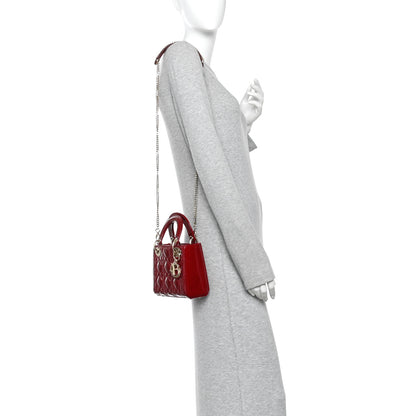 Christian Dior Patent Cannage Mini Lady Dior Red 2 of 10