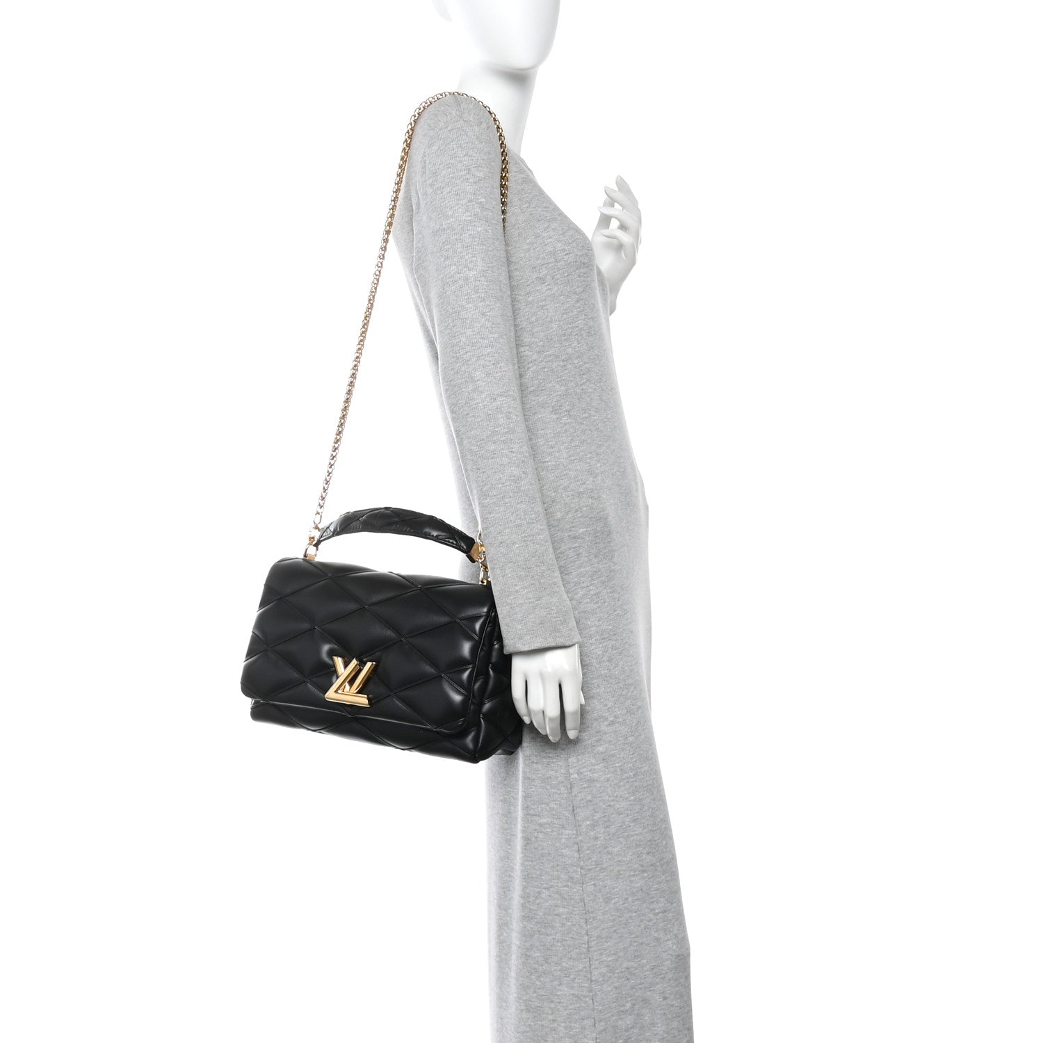 Louis Vuitton Lambskin Malletage Top Handle GO-14 GM Black 2 of 12