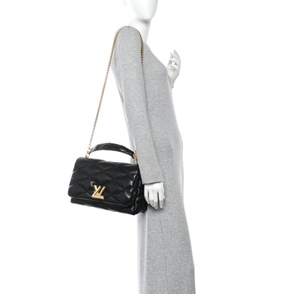 Louis Vuitton Lambskin Malletage Top Handle GO-14 GM Black 2 of 12