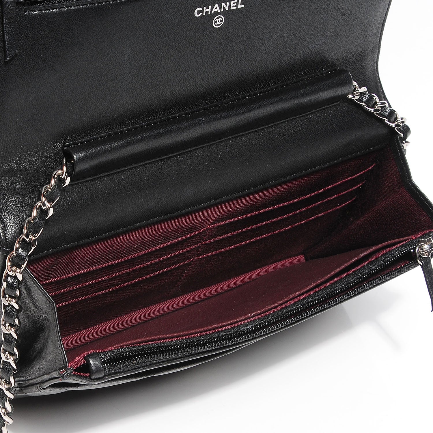 Chanel Lambskin Quilted Wallet On Chain WOC Black 4 of 8