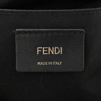 Fendi Glazed Fabric Vitello Century FF 1974 Stamp Patch Camera Case Mogano Panna Black 5 of 9