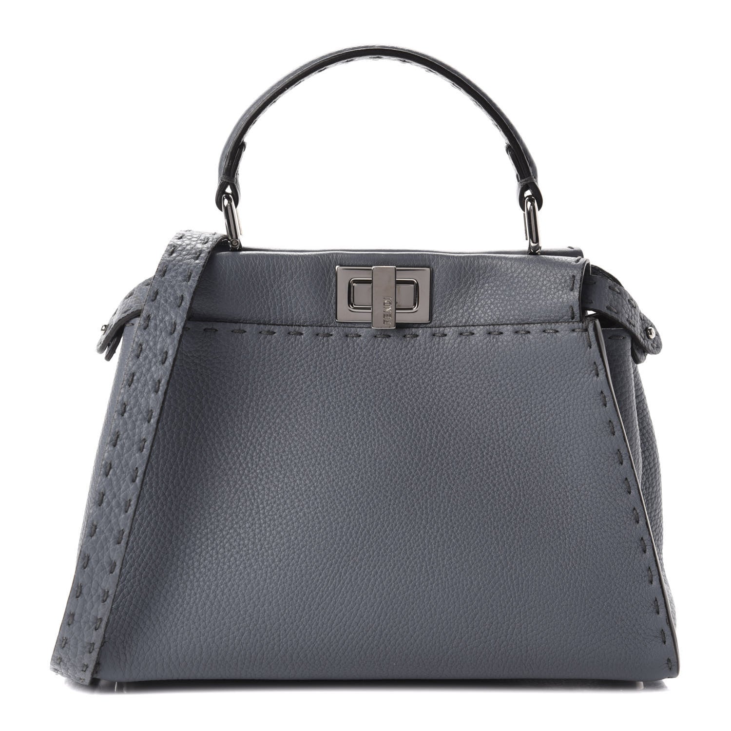 Fendi Calfskin Romano Selleria Bi-Color Mini Peekaboo Iconic Satchel Tempesta Bordeaux 1 of 11
