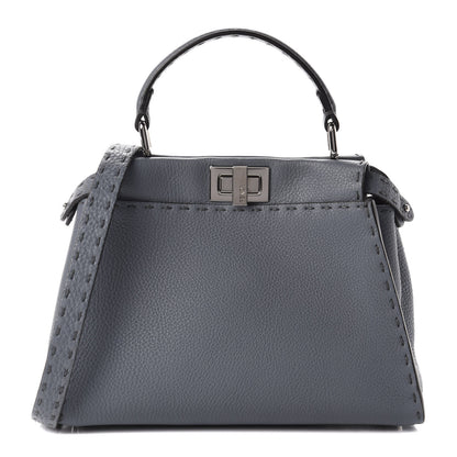 Fendi Calfskin Romano Selleria Bi-Color Mini Peekaboo Iconic Satchel Tempesta Bordeaux 1 of 11