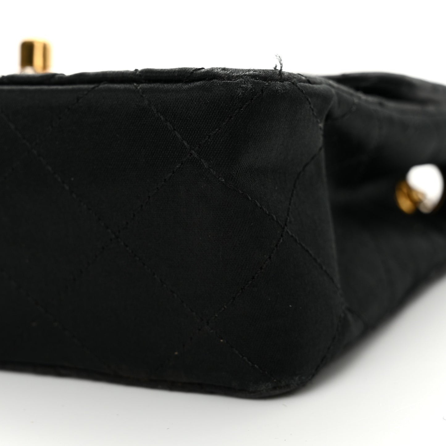Satin Quilted Mini Square Flap Black