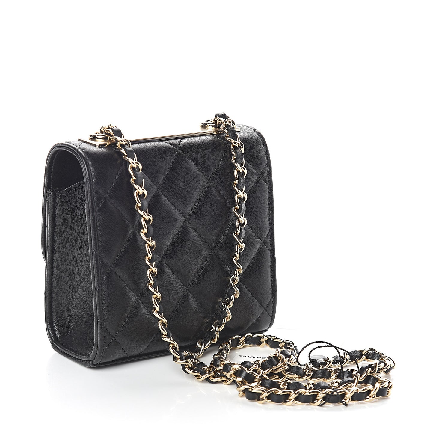 Lambskin Quilted Mini Trendy CC Chain Wallet Black