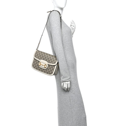 Gucci GG Supreme Monogram Horsebit 1955 Shoulder Bag Beige Mystic White 2 of 10