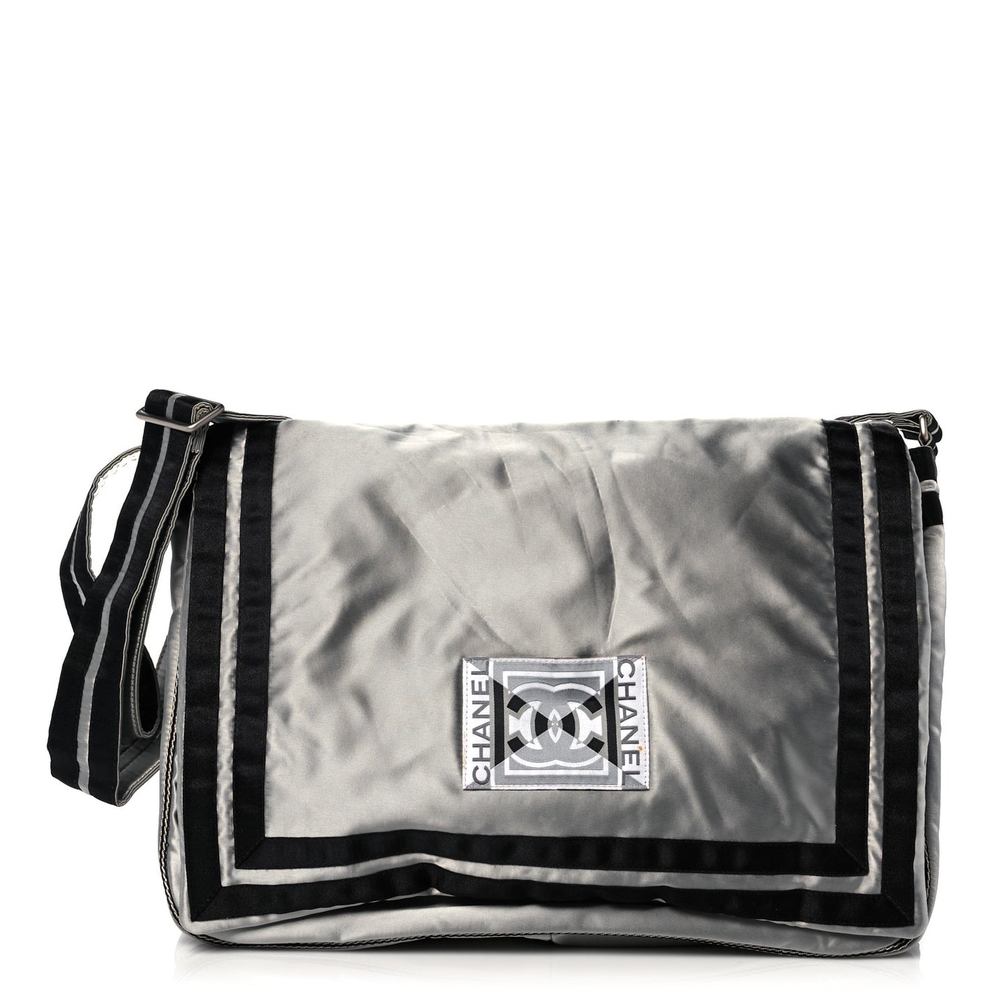 Metallic Nylon Sport CC Messenger Dark Silver