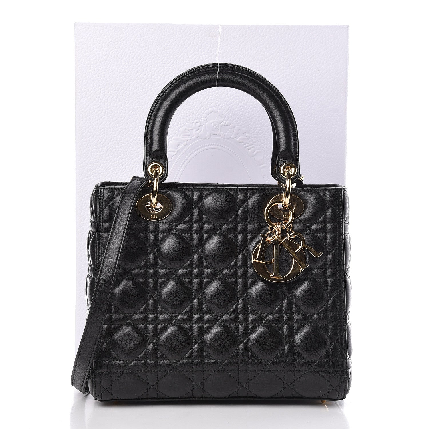 Christian Dior Lambskin Cannage Medium Lady Dior Black 11 of 11