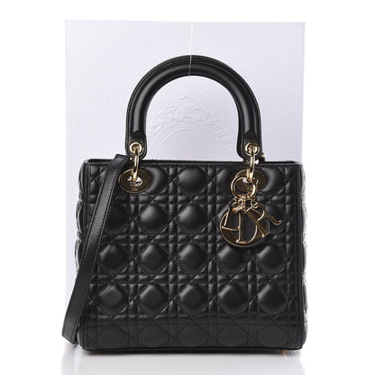 Christian Dior Lambskin Cannage Medium Lady Dior Black 11 of 11