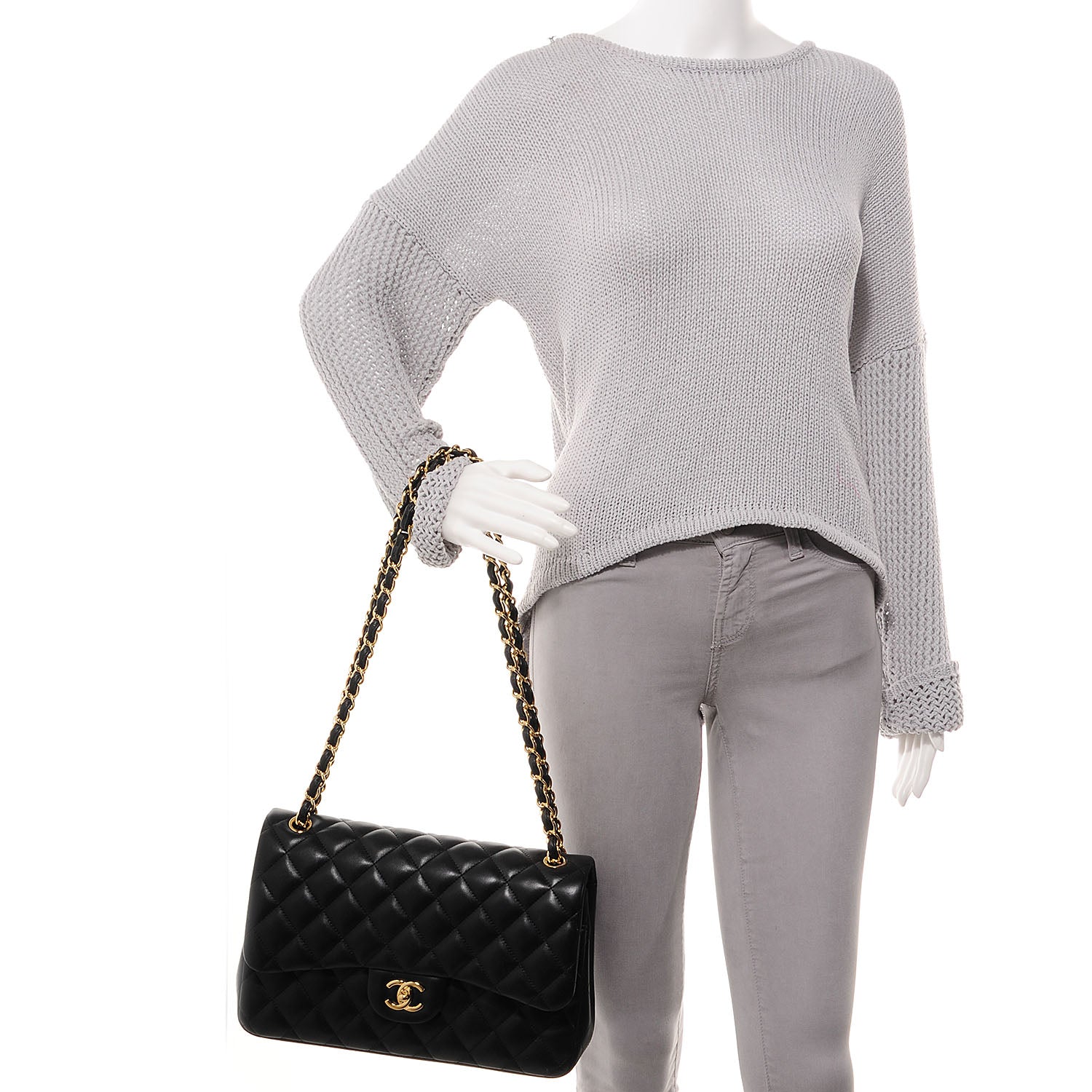 Chanel Lambskin Jumbo Double Flap Black 2 of 8