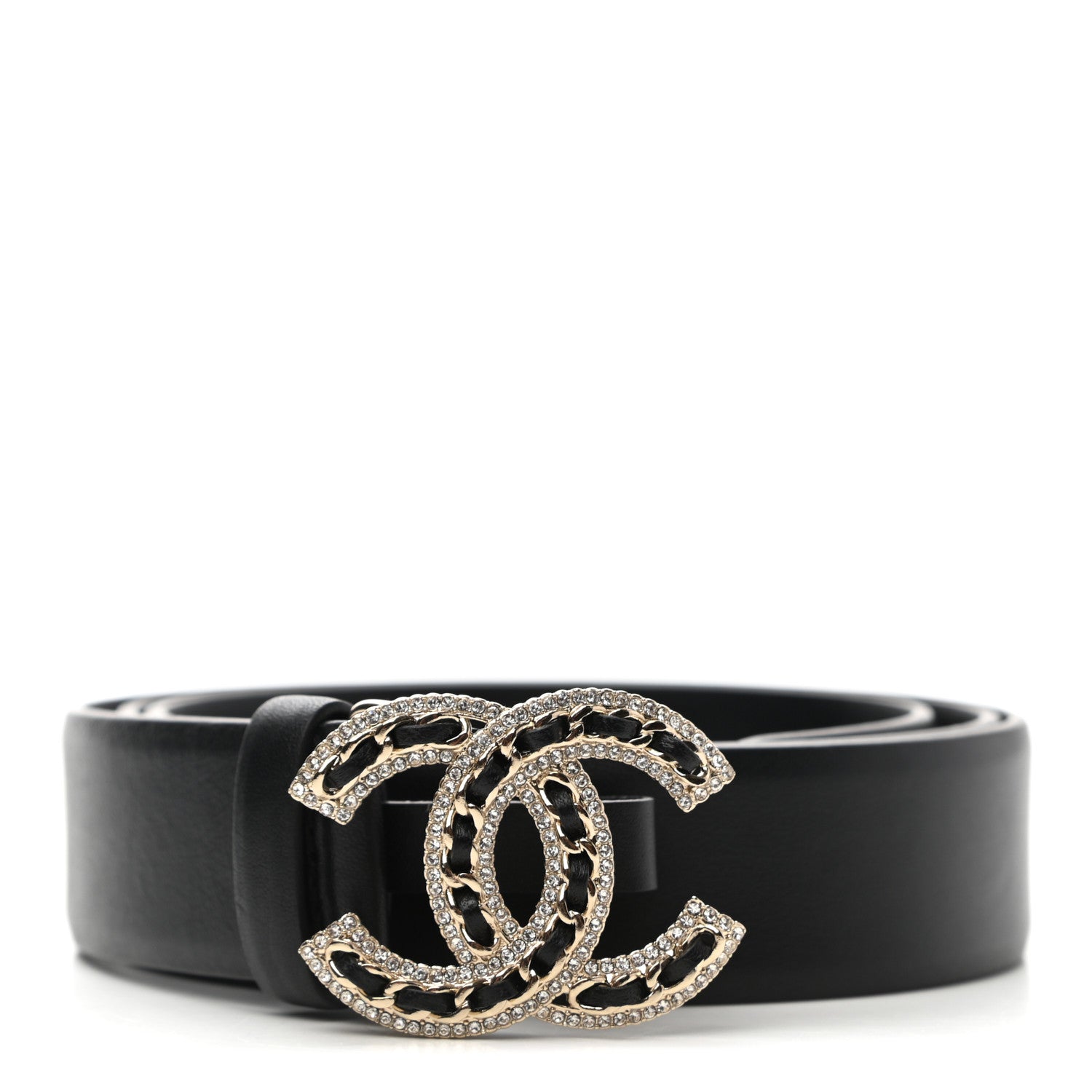 Chanel Lambskin Crystal Chain CC Belt 90 36 Black 1 of 8