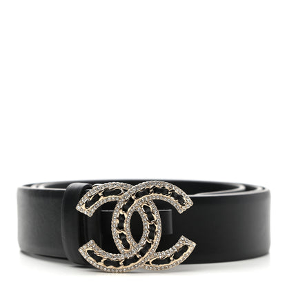 Chanel Lambskin Crystal Chain CC Belt 90 36 Black 1 of 8