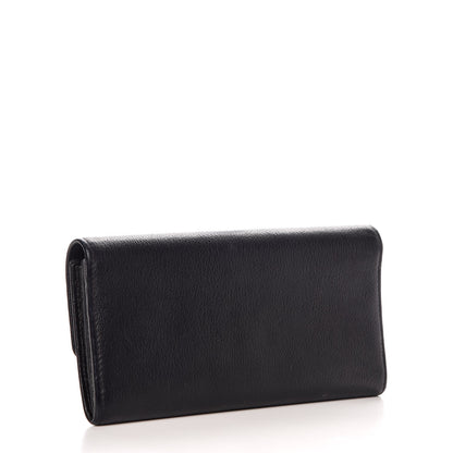 Chanel Goatskin Camellia Embossed Flap Wallet Black 2 of 7