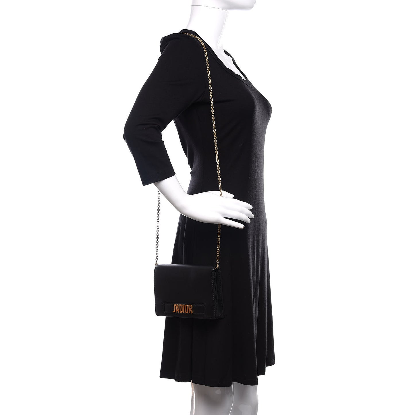 Calfskin J'Adior Wallet on Chain Pouch Black