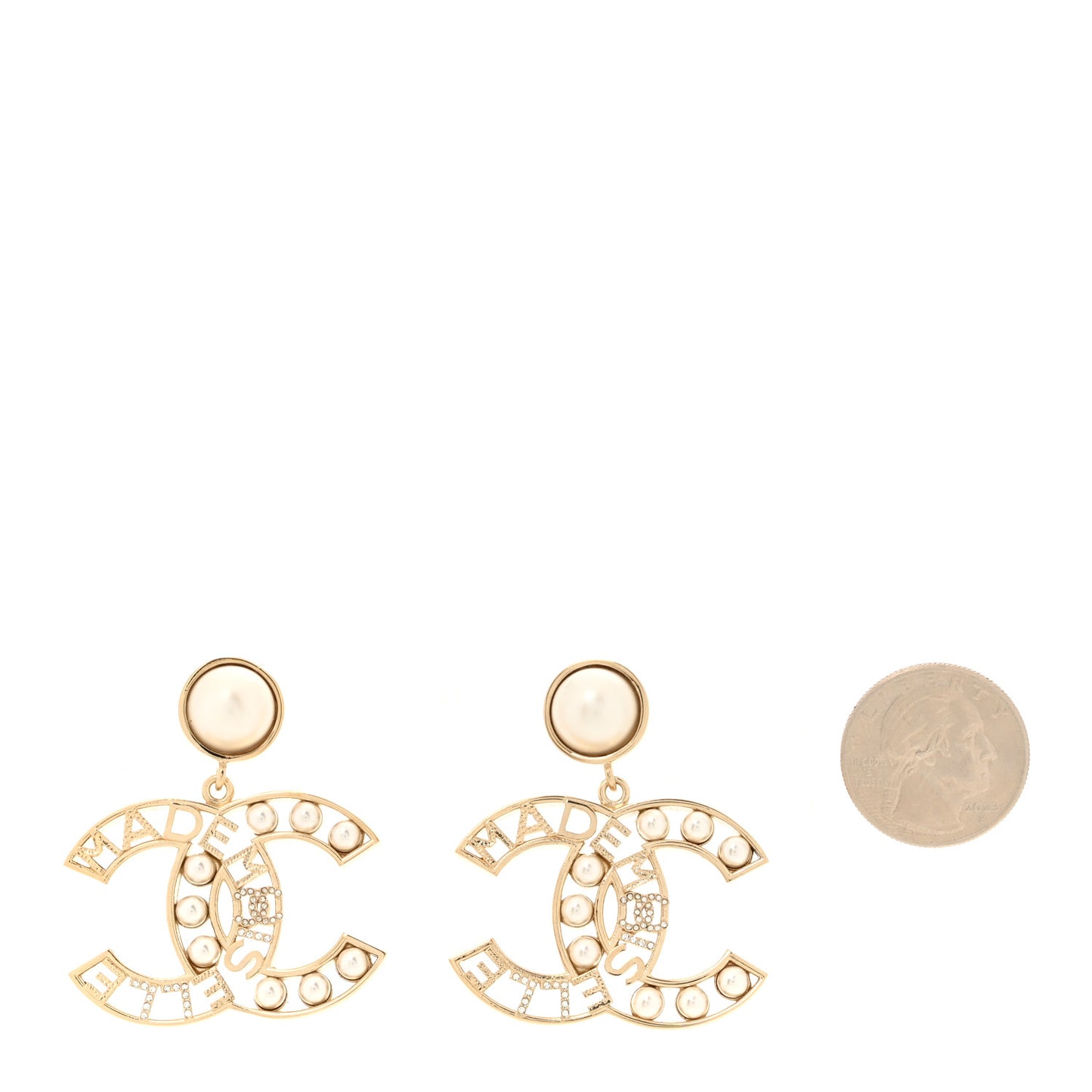 Metal Pearl Mademoiselle Drop Earrings Gold