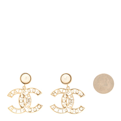 Chanel Metal Pearl Mademoiselle Drop Earrings Gold 2 of 5
