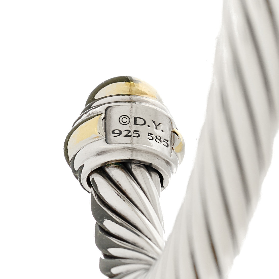 Sterling Silver 14K Yellow Gold 7mm Cable Classics Dome Bracelet