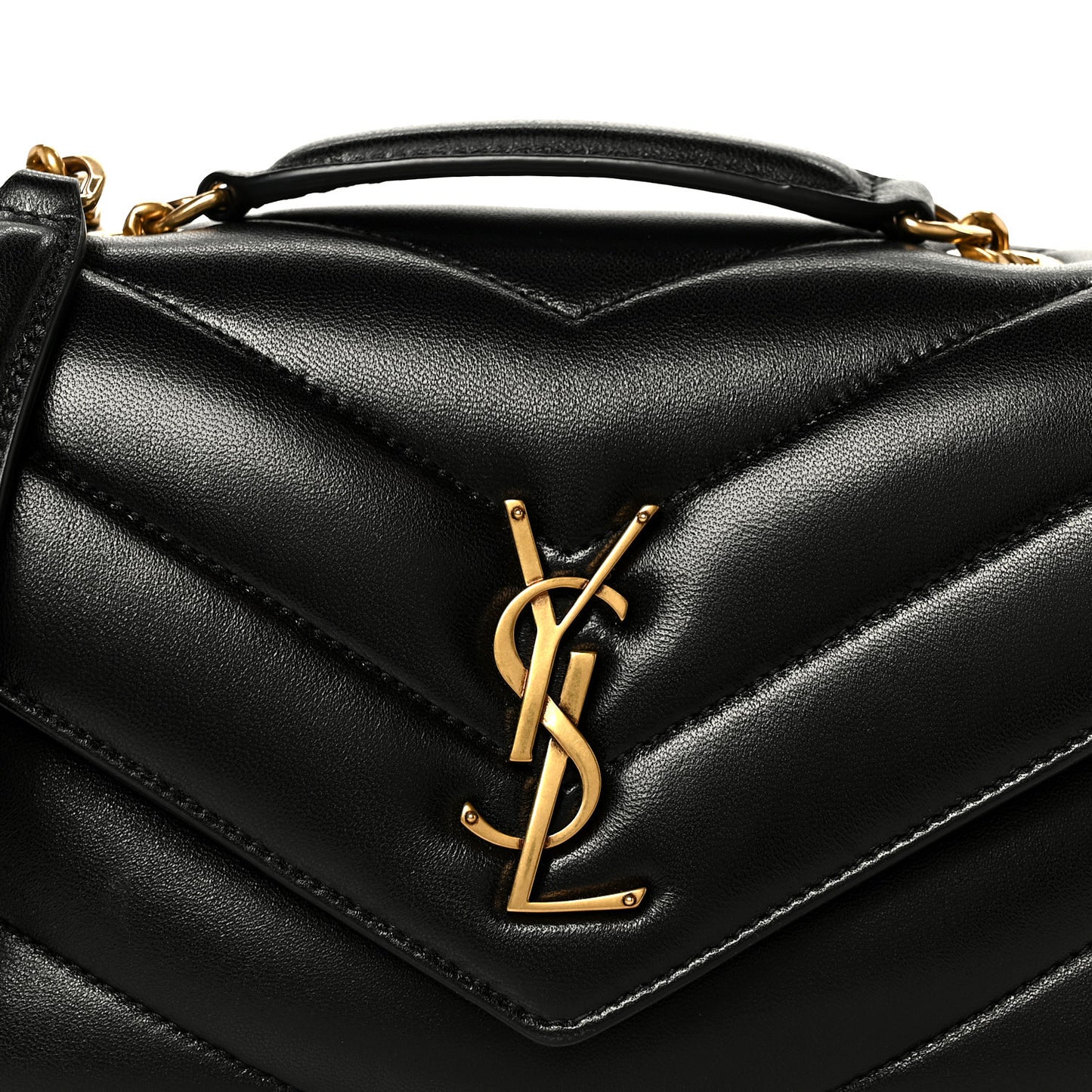 Lambskin Chevron Quilted Small LouLou Black