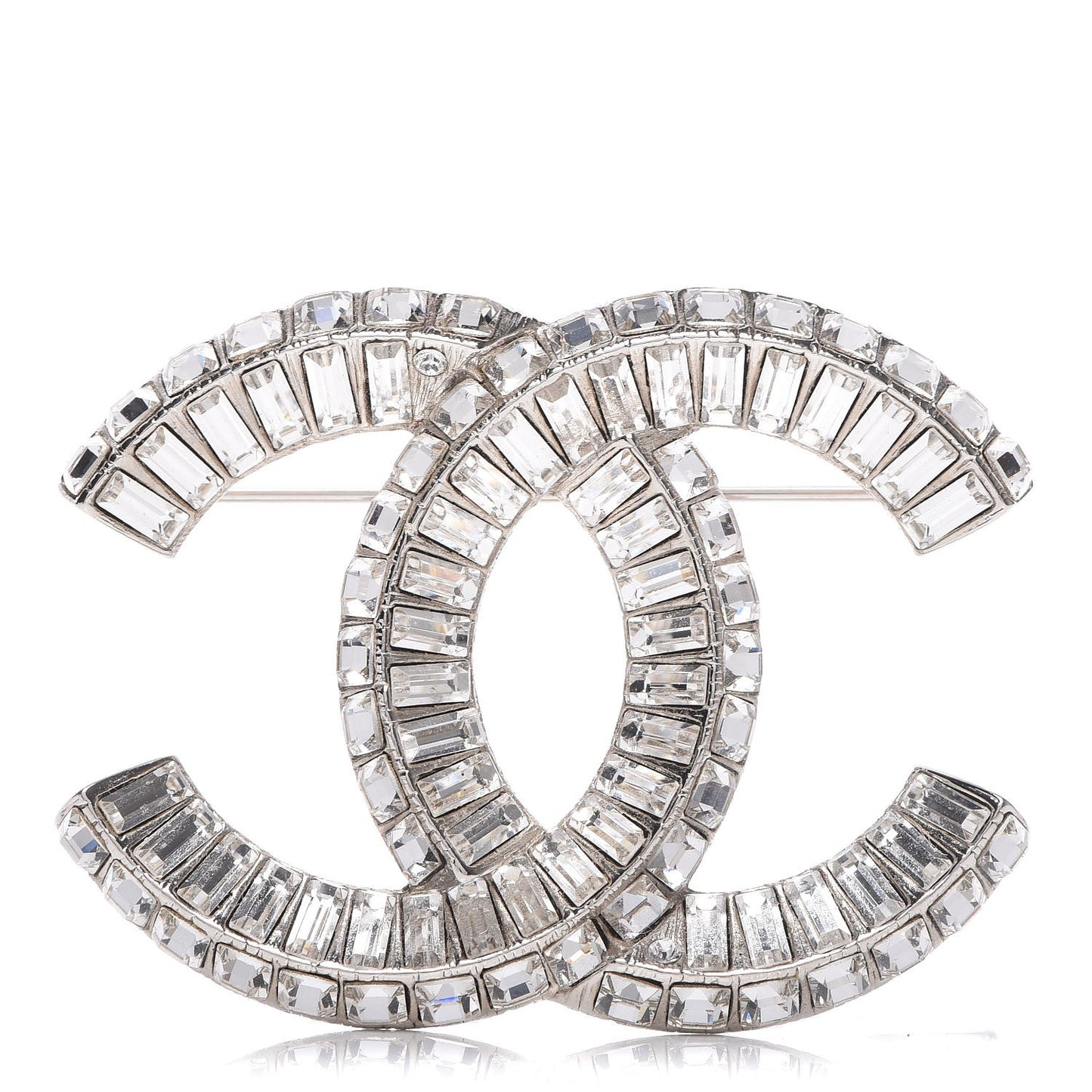 Baguette Crystal CC Brooch Silver