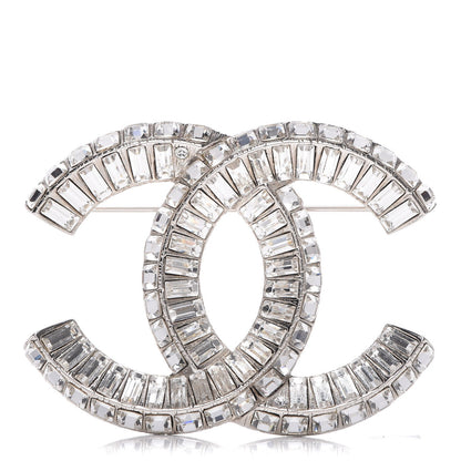 Chanel Baguette Crystal CC Brooch Silver 1 of 5