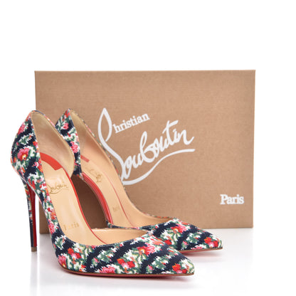 Christian Louboutin Denim Floral Iriza 100 Pumps 37 Multi Bisou 8 of 8