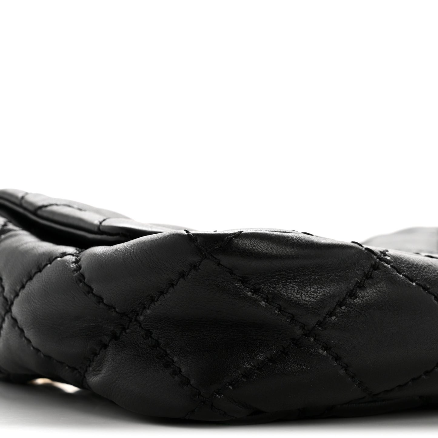 Calfskin Quilted Large Retro Chain Flap Black