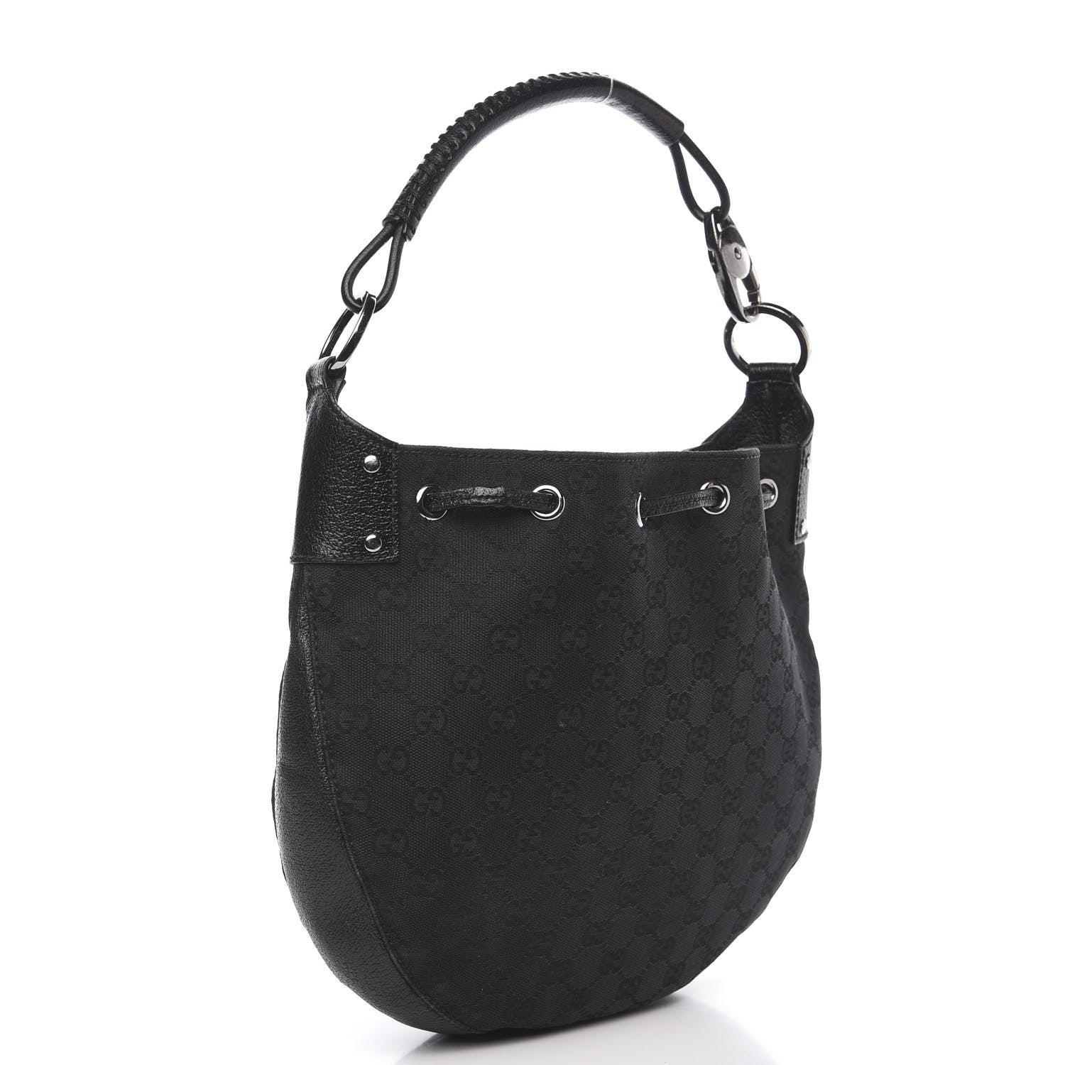 Gucci Monogram Drawstring Hobo Black 2 of 12