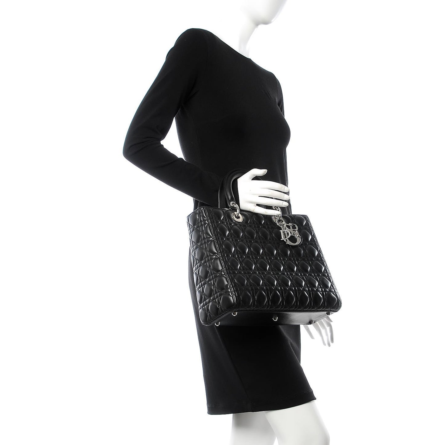 Lambskin Cannage Large Lady Dior Black