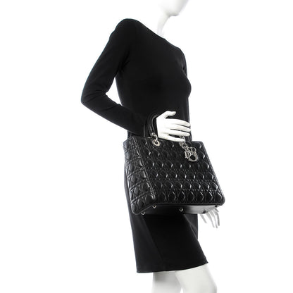 Christian Dior Lambskin Cannage Large Lady Dior Black 2 of 8