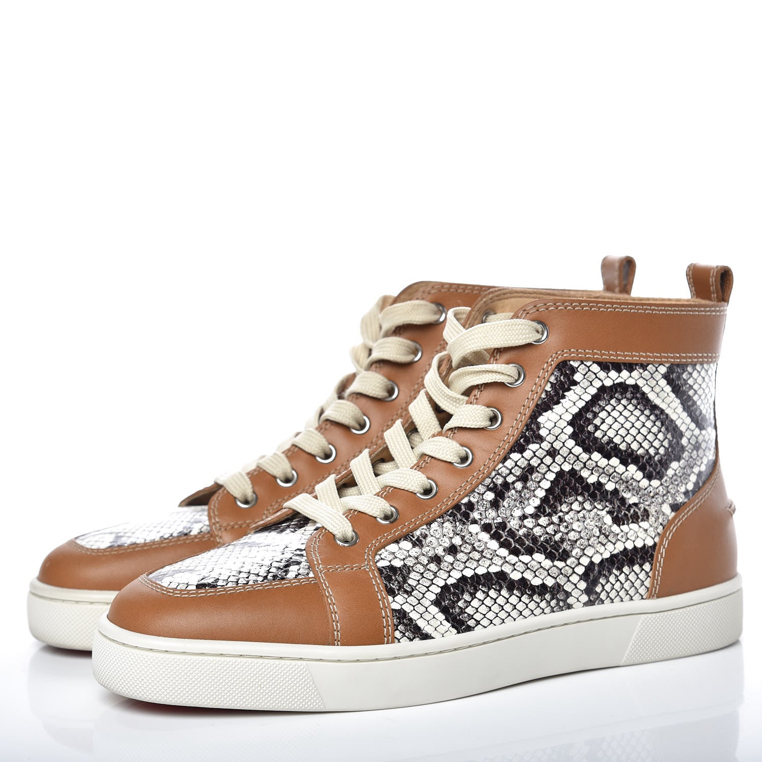 Christian Louboutin Calfskin Watersnake Print Rantus Flat Sneakers 40 Laiton Roccia 3 of 12