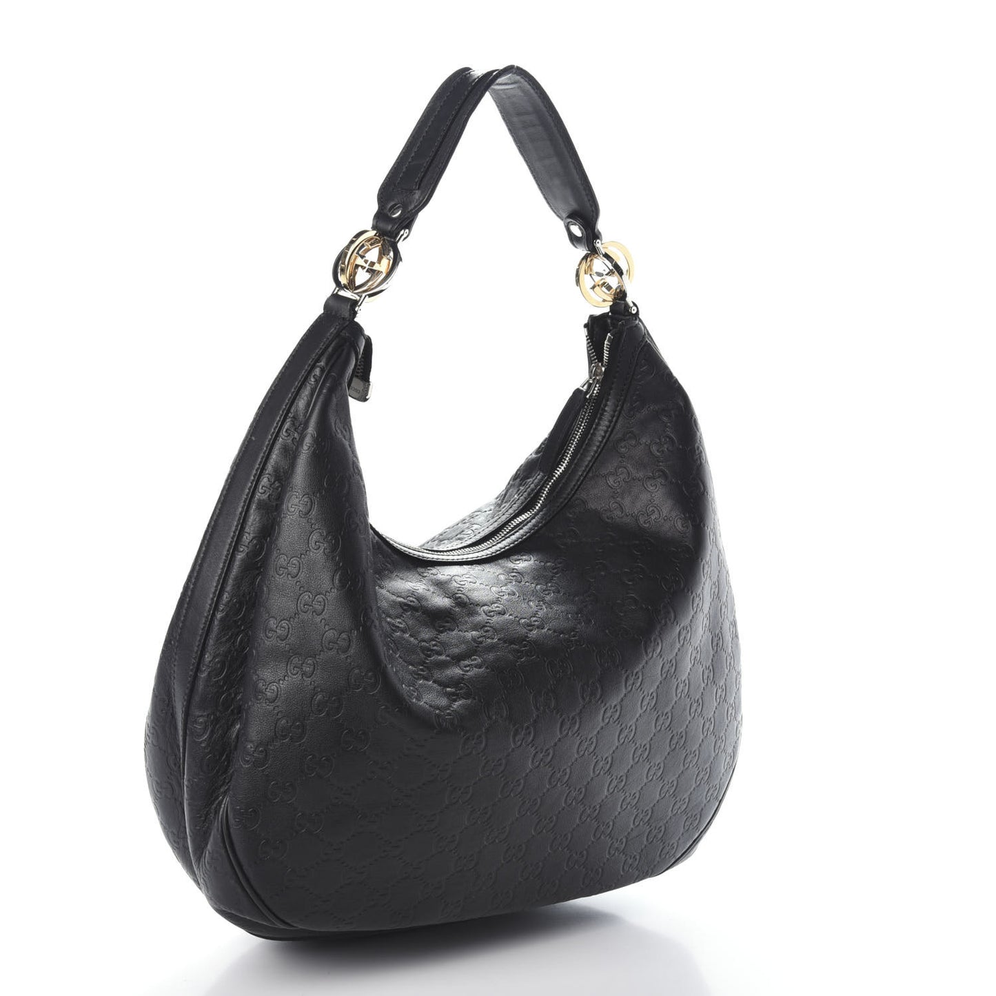 Guccissima Large GG Twins Hobo Black