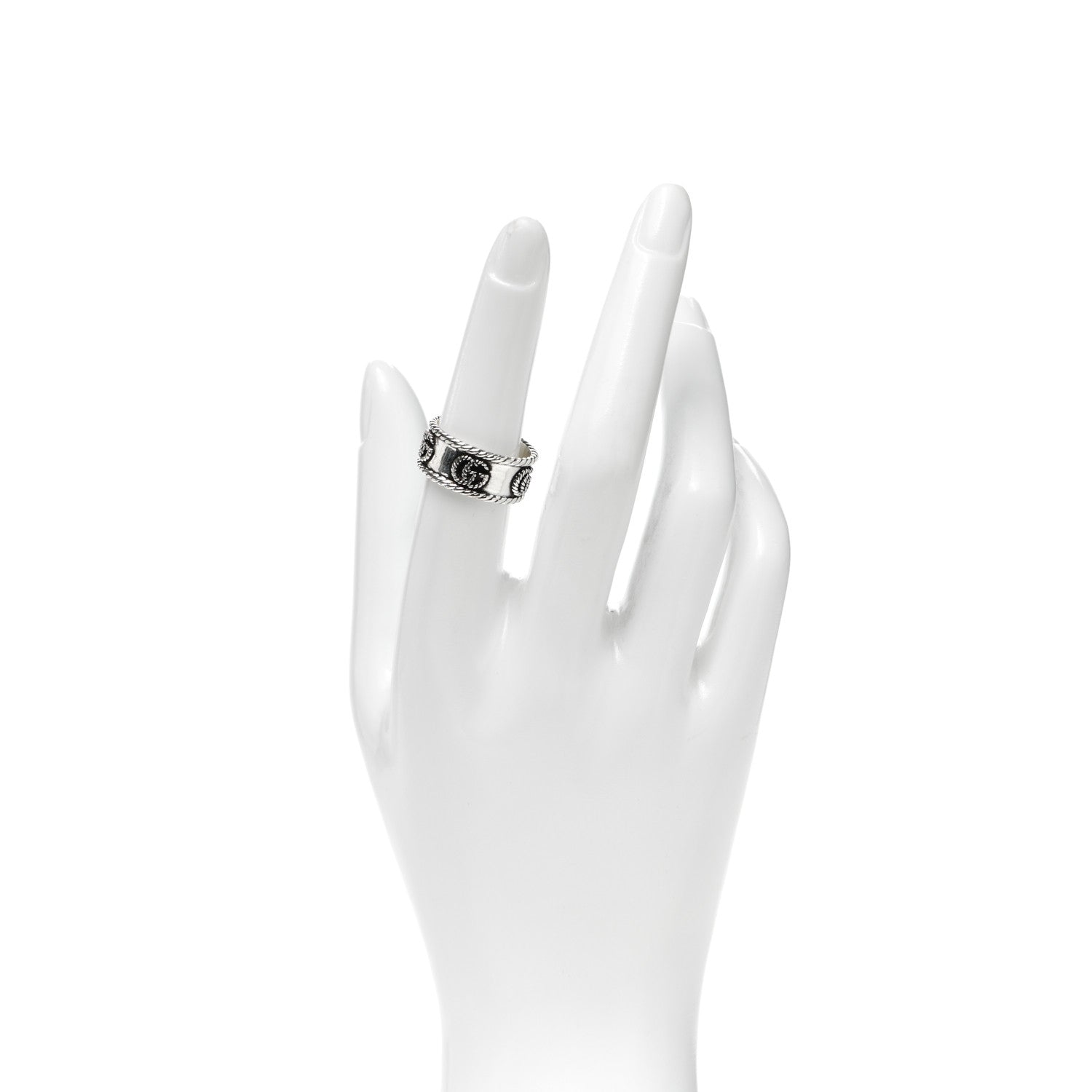 Gucci Sterling Silver Torchon GG Band Ring 54 6.75 2 of 7
