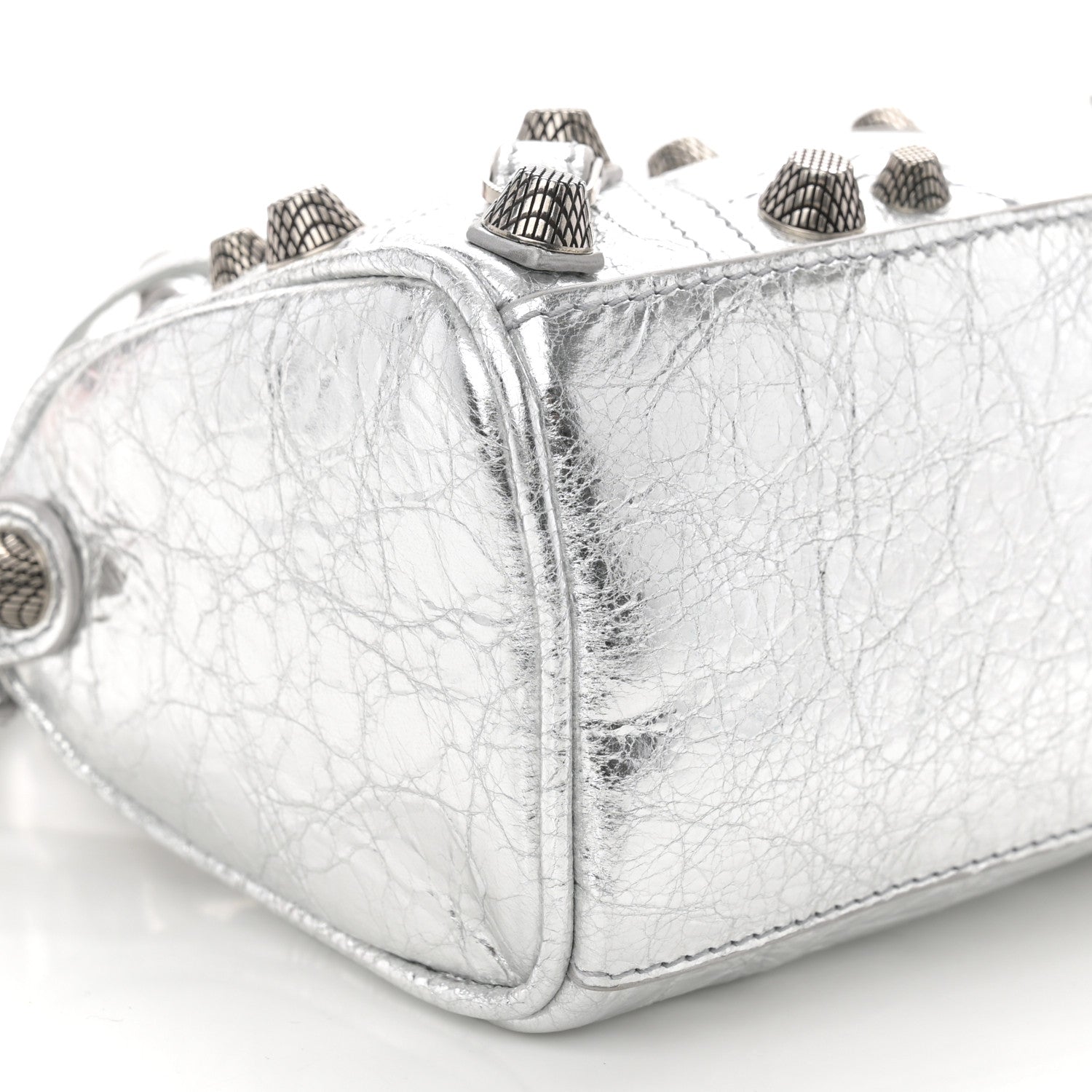 Balenciaga Agneau Arena Crystal Neo Nano Cagole Handbag Silver 9 of 10