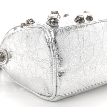 Balenciaga Agneau Arena Crystal Neo Nano Cagole Handbag Silver 9 of 10