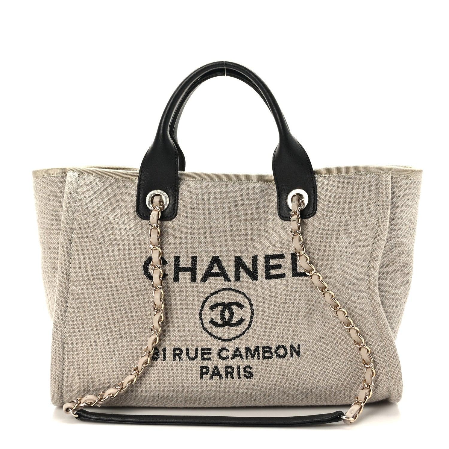 Chanel Mixed Fibers Small Deauville Tote Beige Black 1 of 10