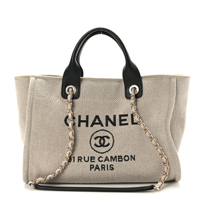 Chanel Mixed Fibers Small Deauville Tote Beige Black 1 of 10
